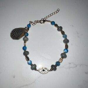 Elegant Blue and Gray Beaded Bracelet
